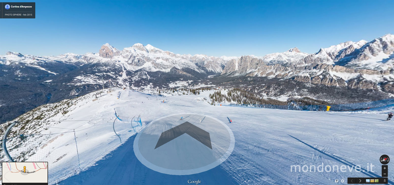 Cortina sbarca su Google Ski Maps, ora si puo’ sciare anche virtualmente